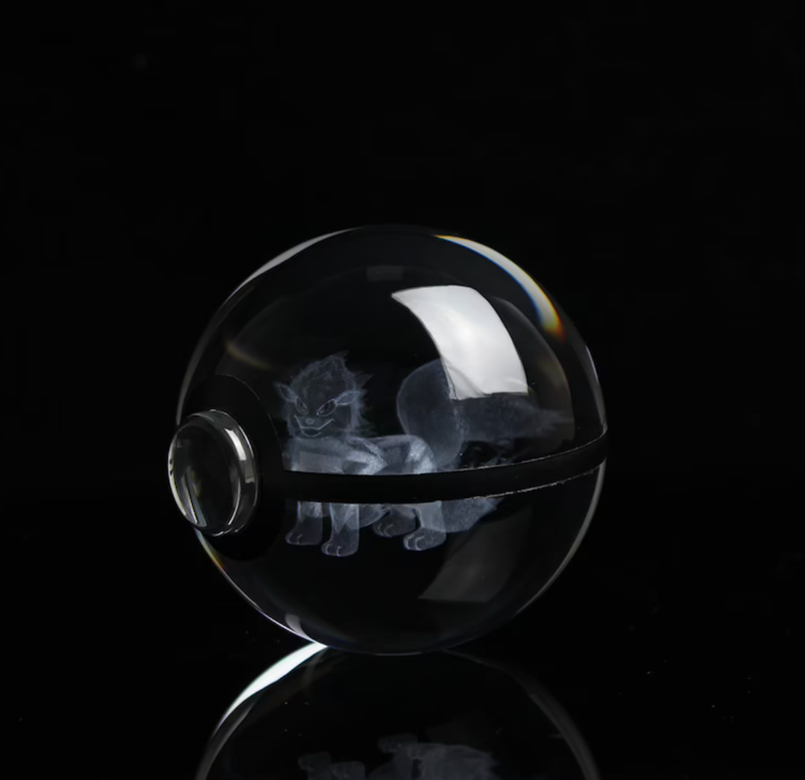 Arcanine Large Crystal Pokeball 3D Laser Engraving