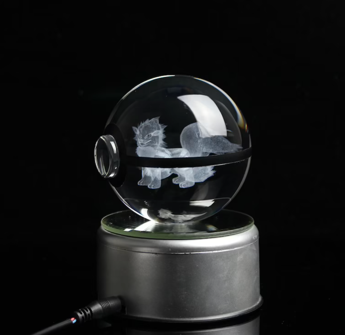 Arcanine Large Crystal Pokeball 3D Laser Engraving