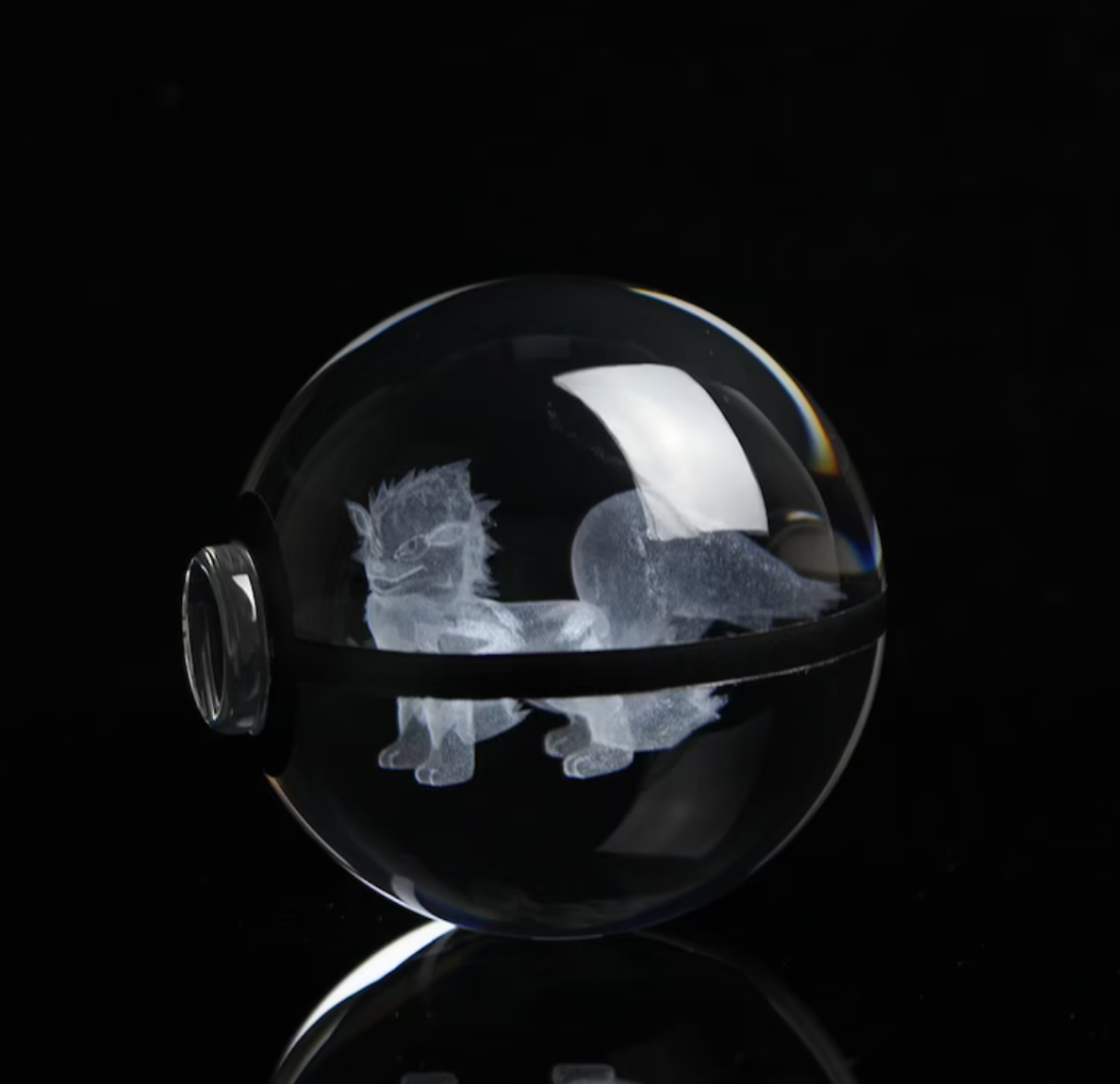 Arcanine Large Crystal Pokeball 3D Laser Engraving