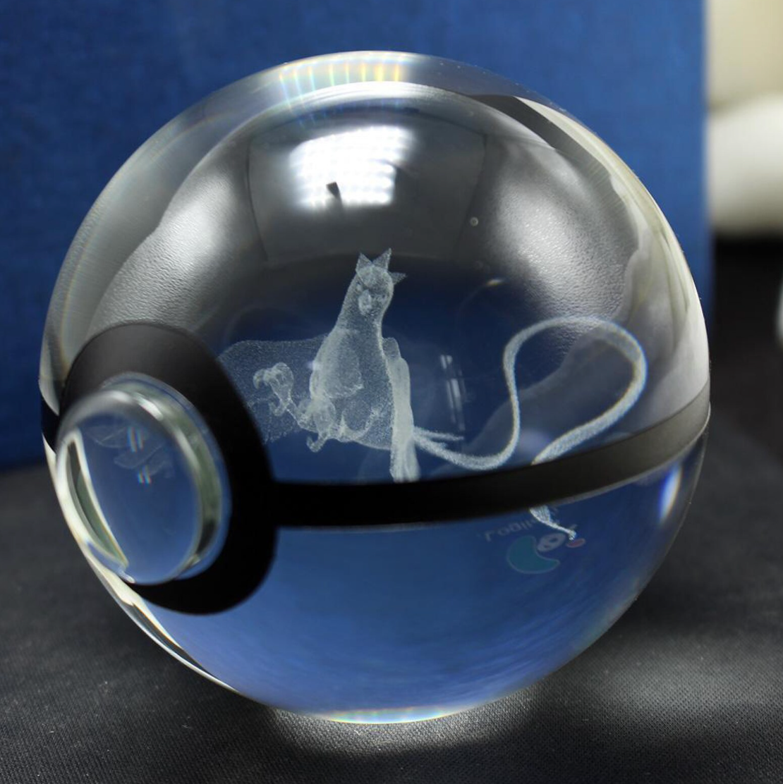 Articuno Large Crystal Pokeball 3D Laser Engraving