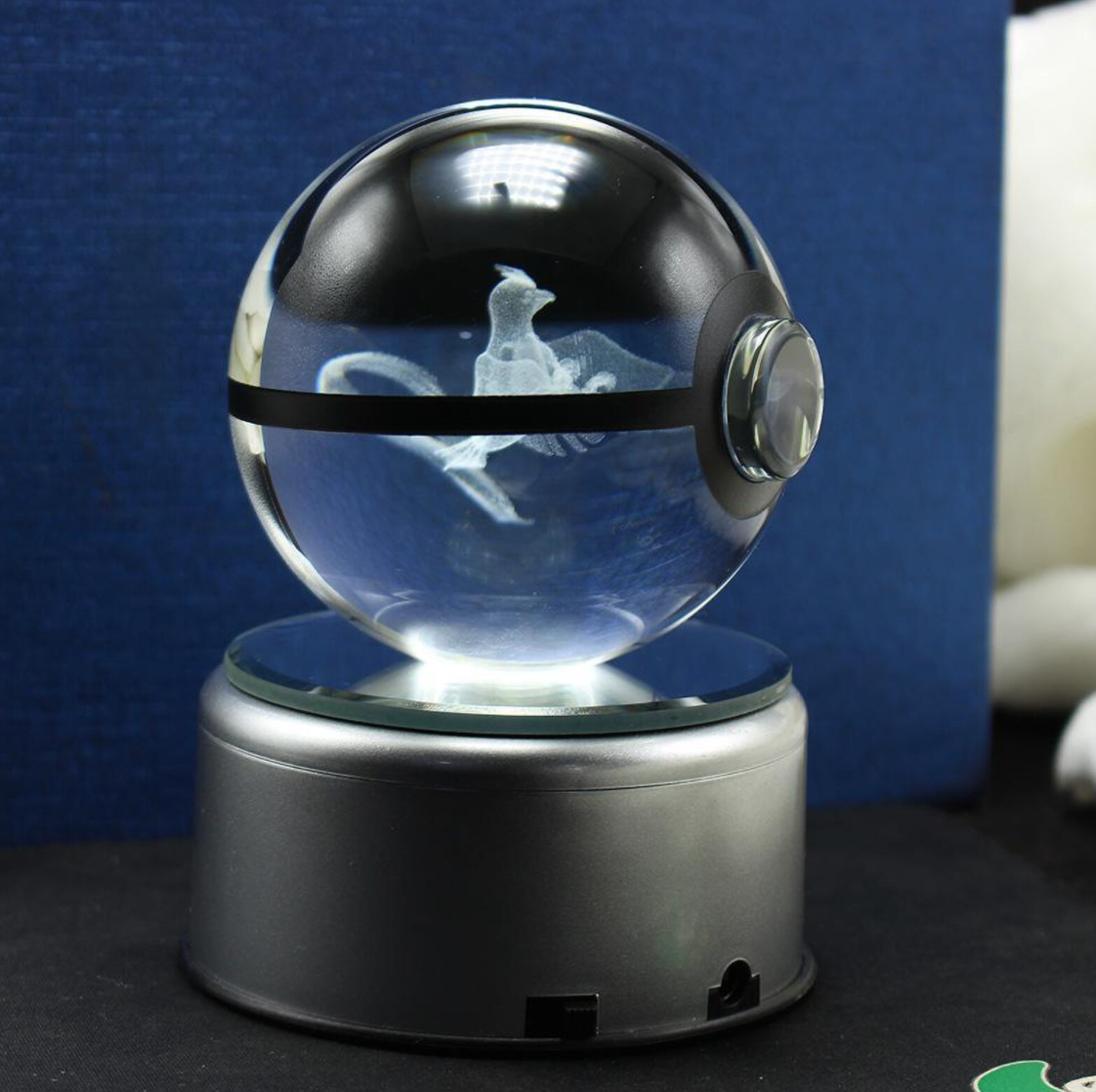 Articuno Large Crystal Pokeball 3D Laser Engraving