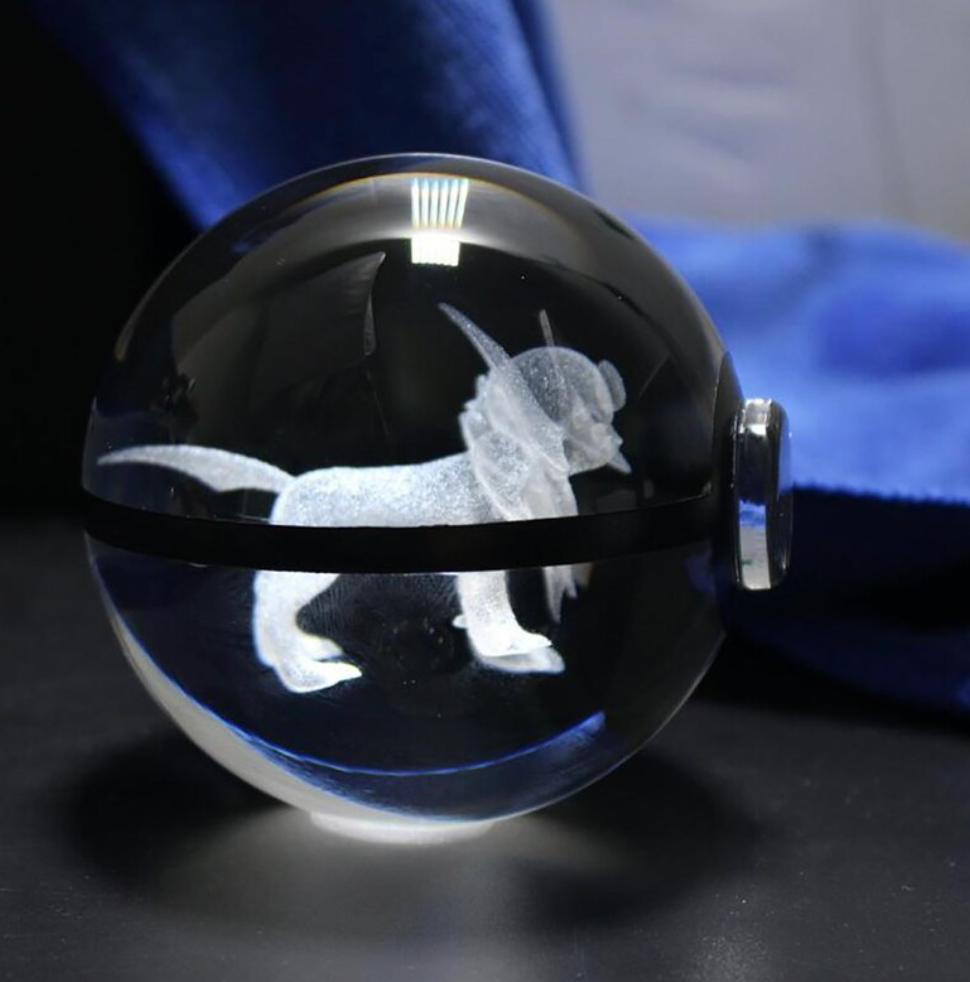 Absol Large Crystal Pokeball 3D Laser Engraving