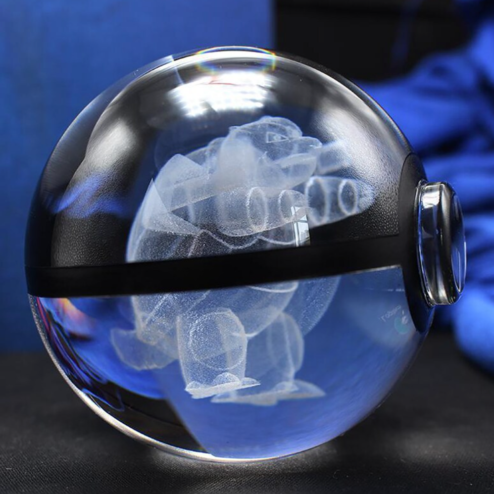 Blastoise Large Crystal Pokeball 3D Laser Engraving