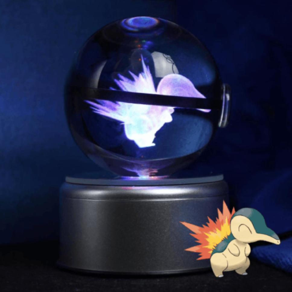 Cyndaquil Large Crystal Pokeball 3D Laser Engraving
