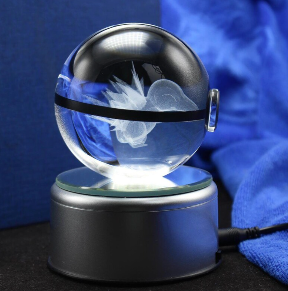 Cyndaquil Large Crystal Pokeball 3D Laser Engraving