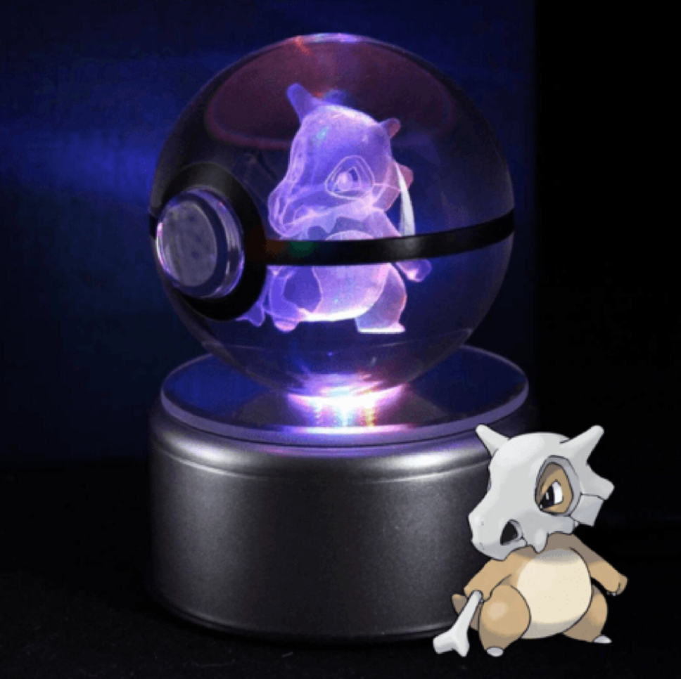 Cubone Large Crystal Pokeball 3D Laser Engraving