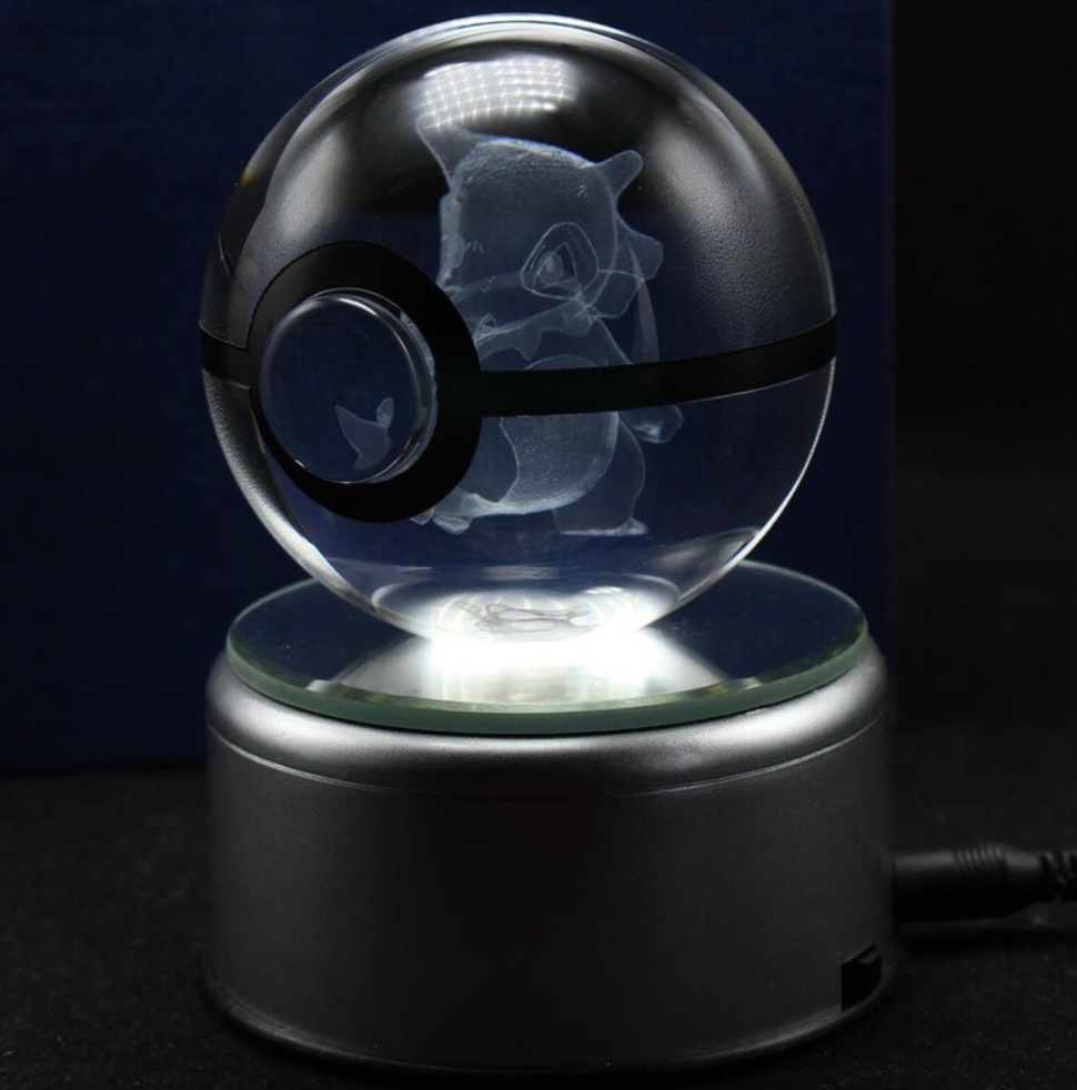 Cubone Large Crystal Pokeball 3D Laser Engraving