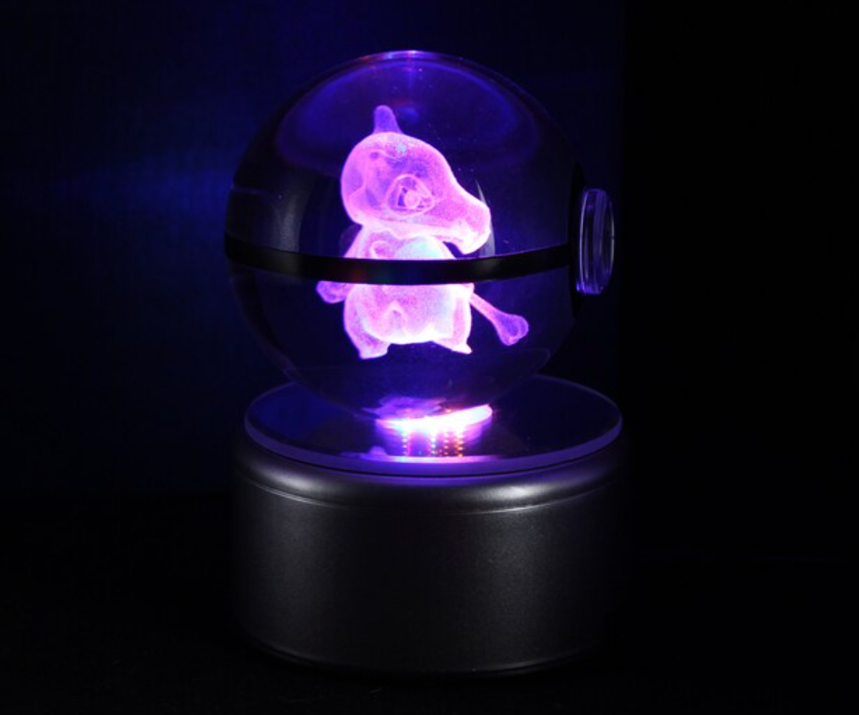 Cubone Large Crystal Pokeball 3D Laser Engraving