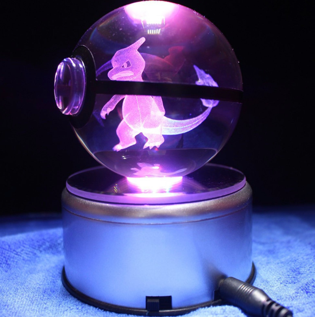 Charmeleon Large Crystal Pokeball 3D Laser Engraving