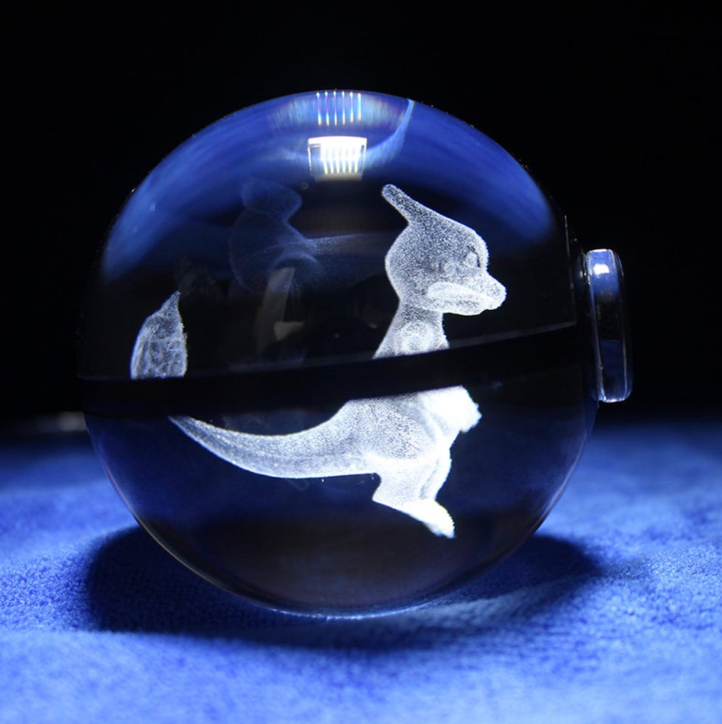 Charmeleon Large Crystal Pokeball 3D Laser Engraving