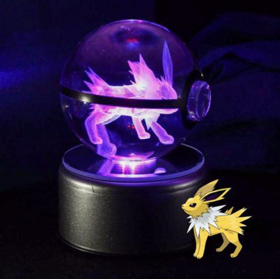 Jolteon Large Crystal Pokeball 3D Laser Engraving