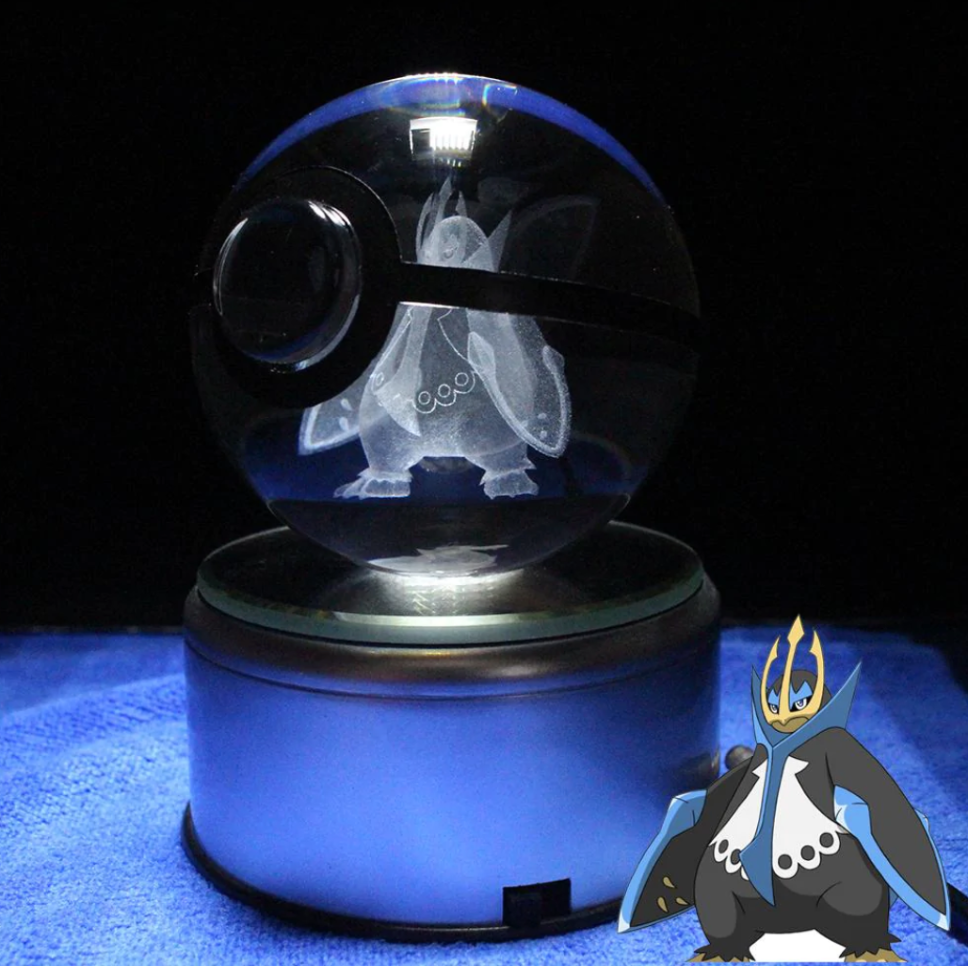 Empoleon Large Crystal Pokeball 3D Laser Engraving