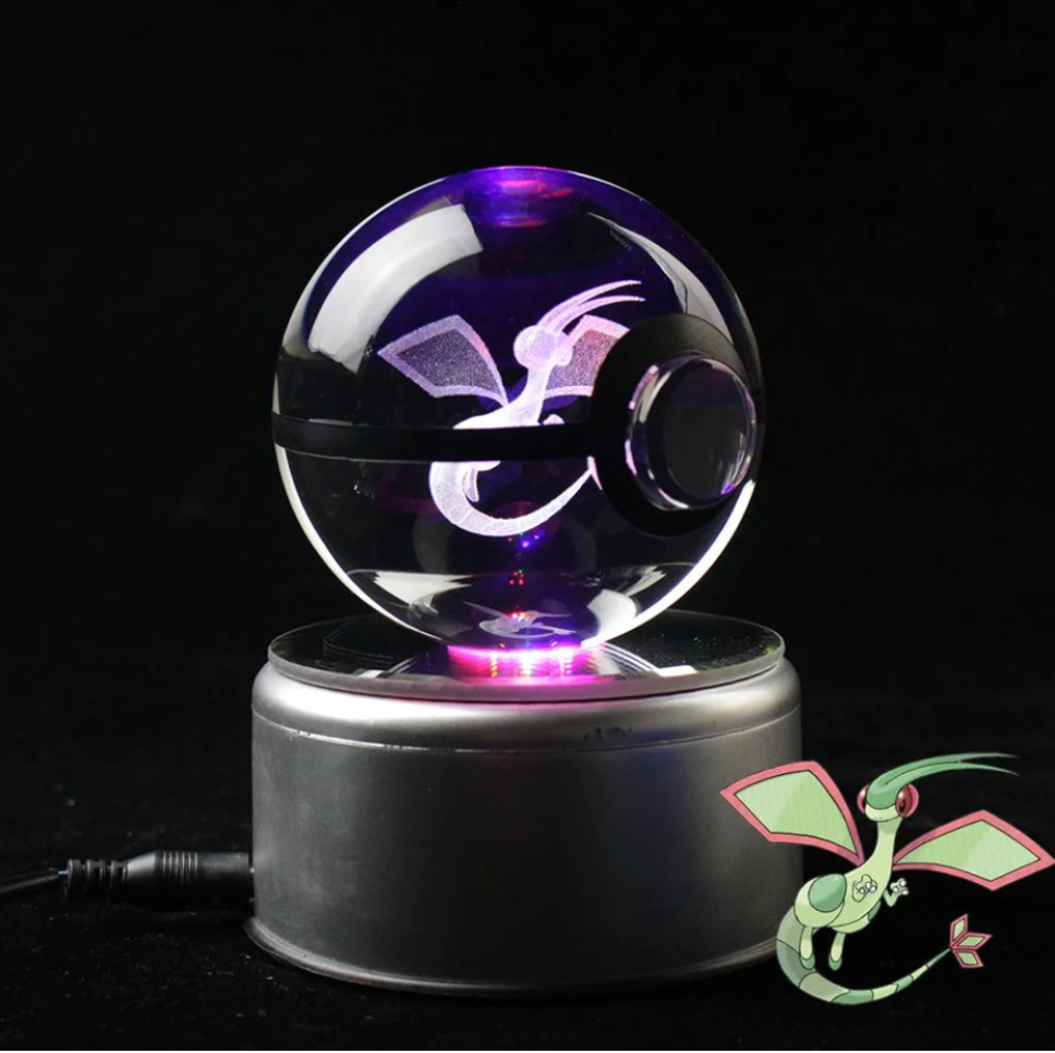 Flygon Large Crystal Pokeball 3D Laser Engraving