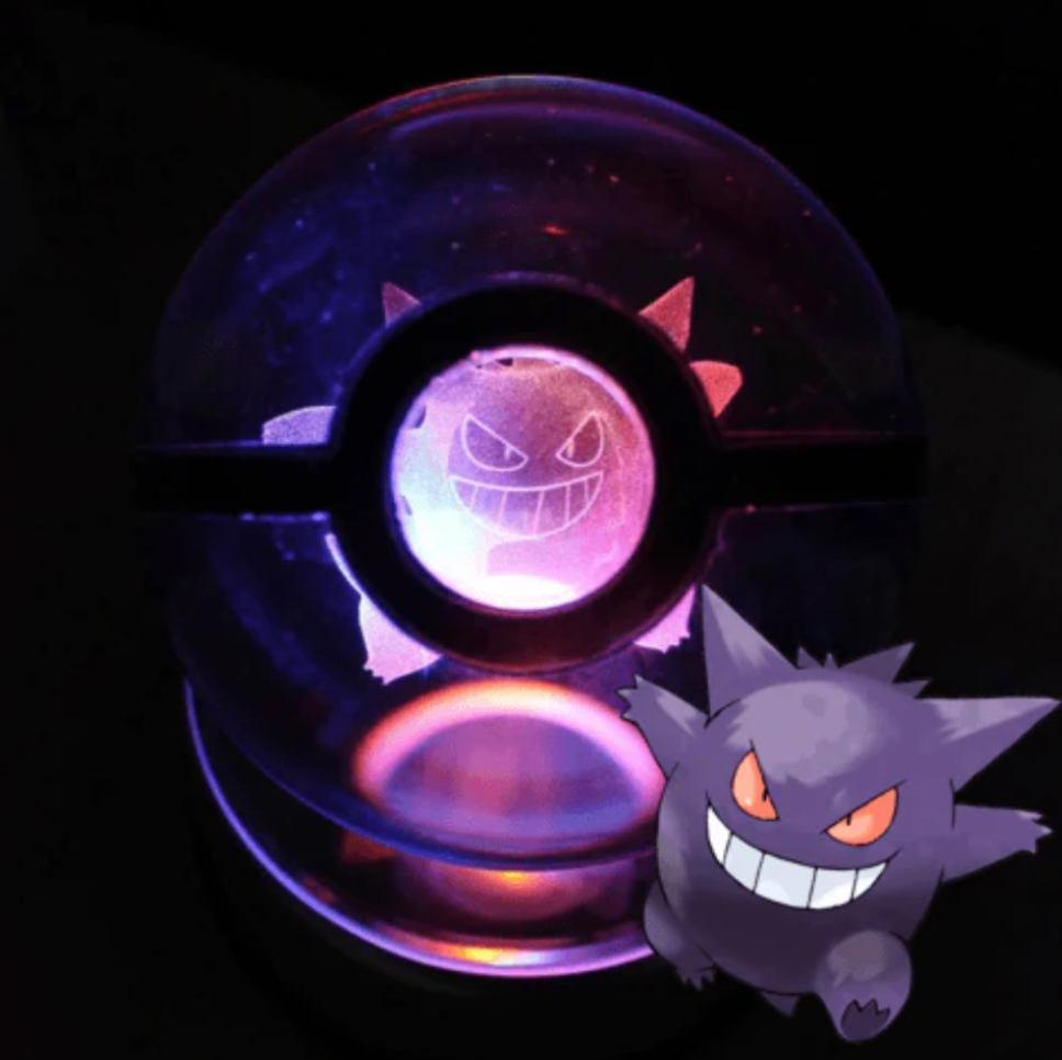 Gengar Large Crystal Pokeball 3D Laser Engraving