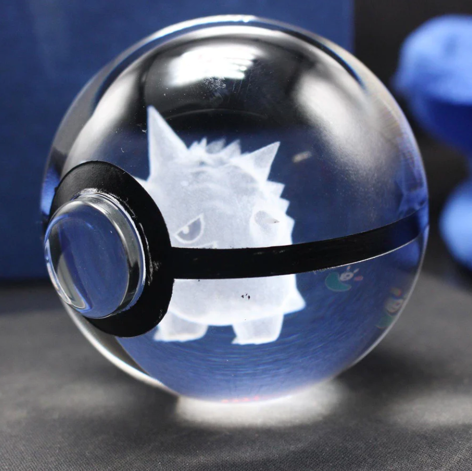 Gengar Large Crystal Pokeball 3D Laser Engraving