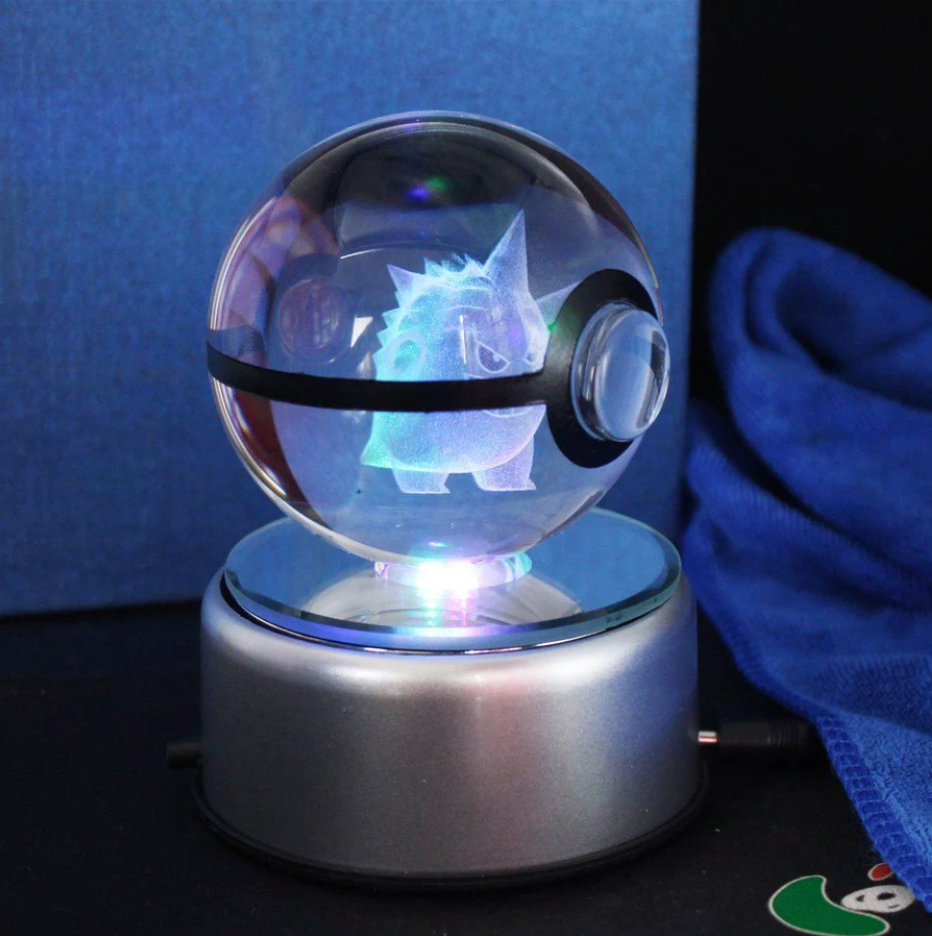 Gengar Large Crystal Pokeball 3D Laser Engraving