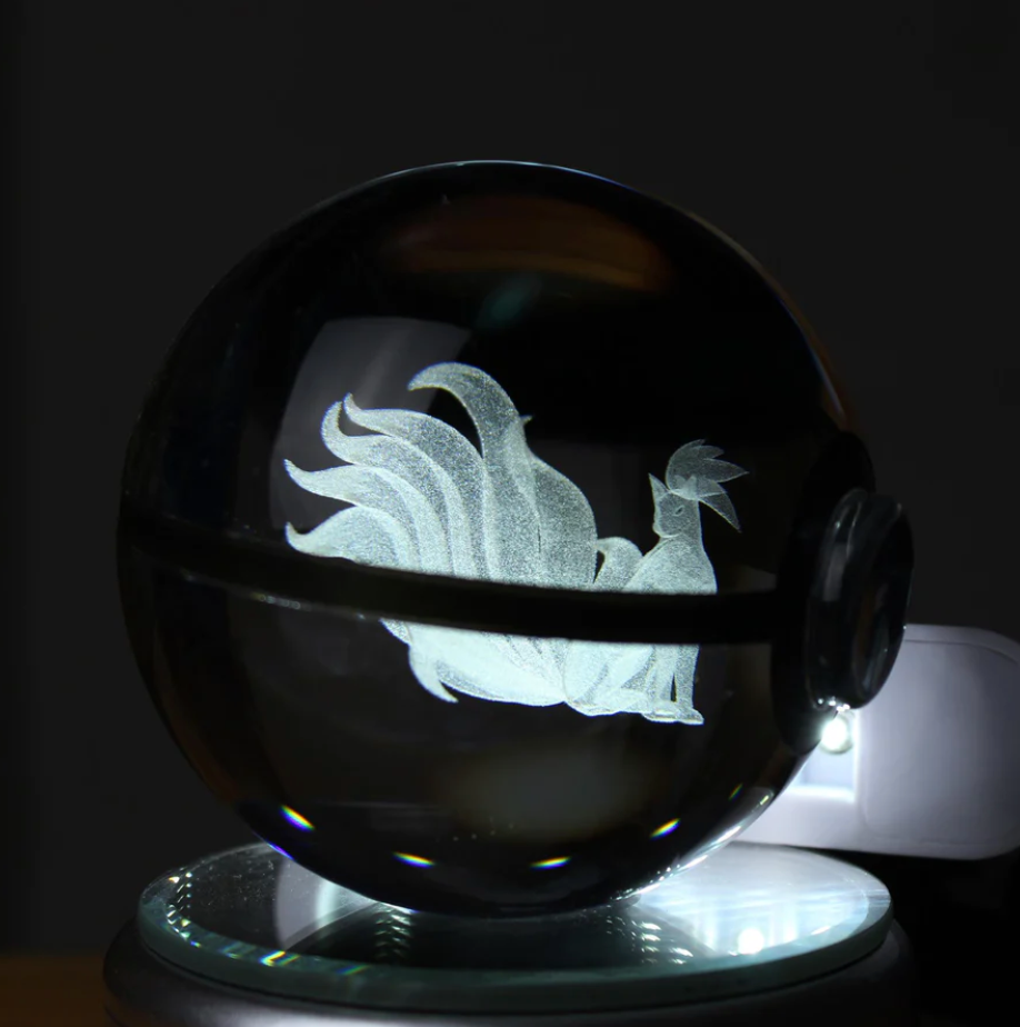 Ninetales Large Crystal Pokeball 3D Laser Engraving