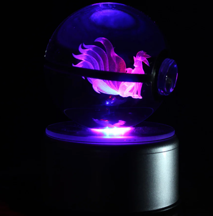 Ninetales Large Crystal Pokeball 3D Laser Engraving