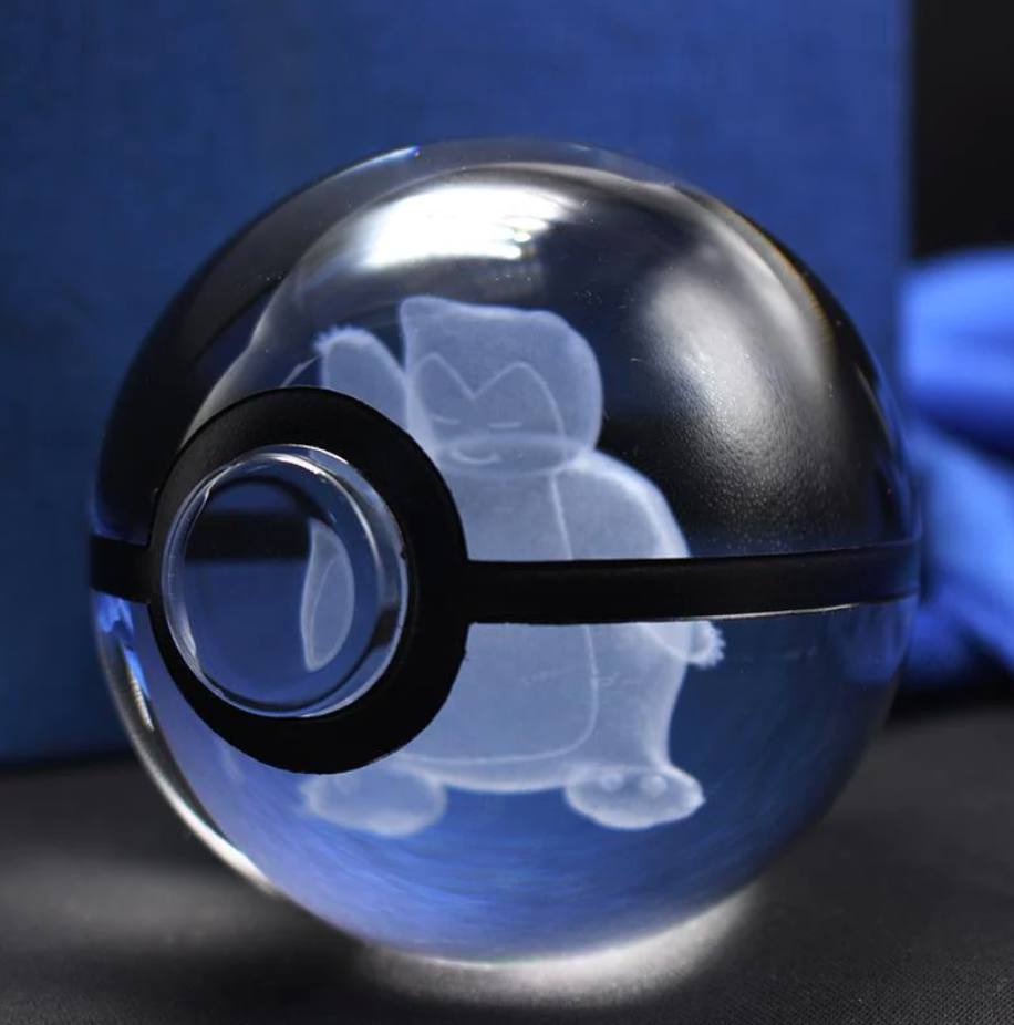 Snorlax Large Crystal Pokeball 3D Laser Engraving