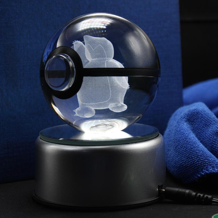 Snorlax Large Crystal Pokeball 3D Laser Engraving