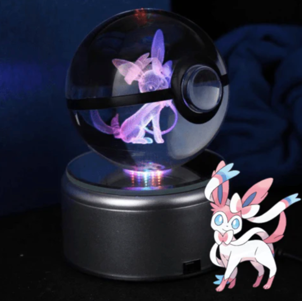 Sylveon Large Crystal Pokeball 3D Laser Engraving