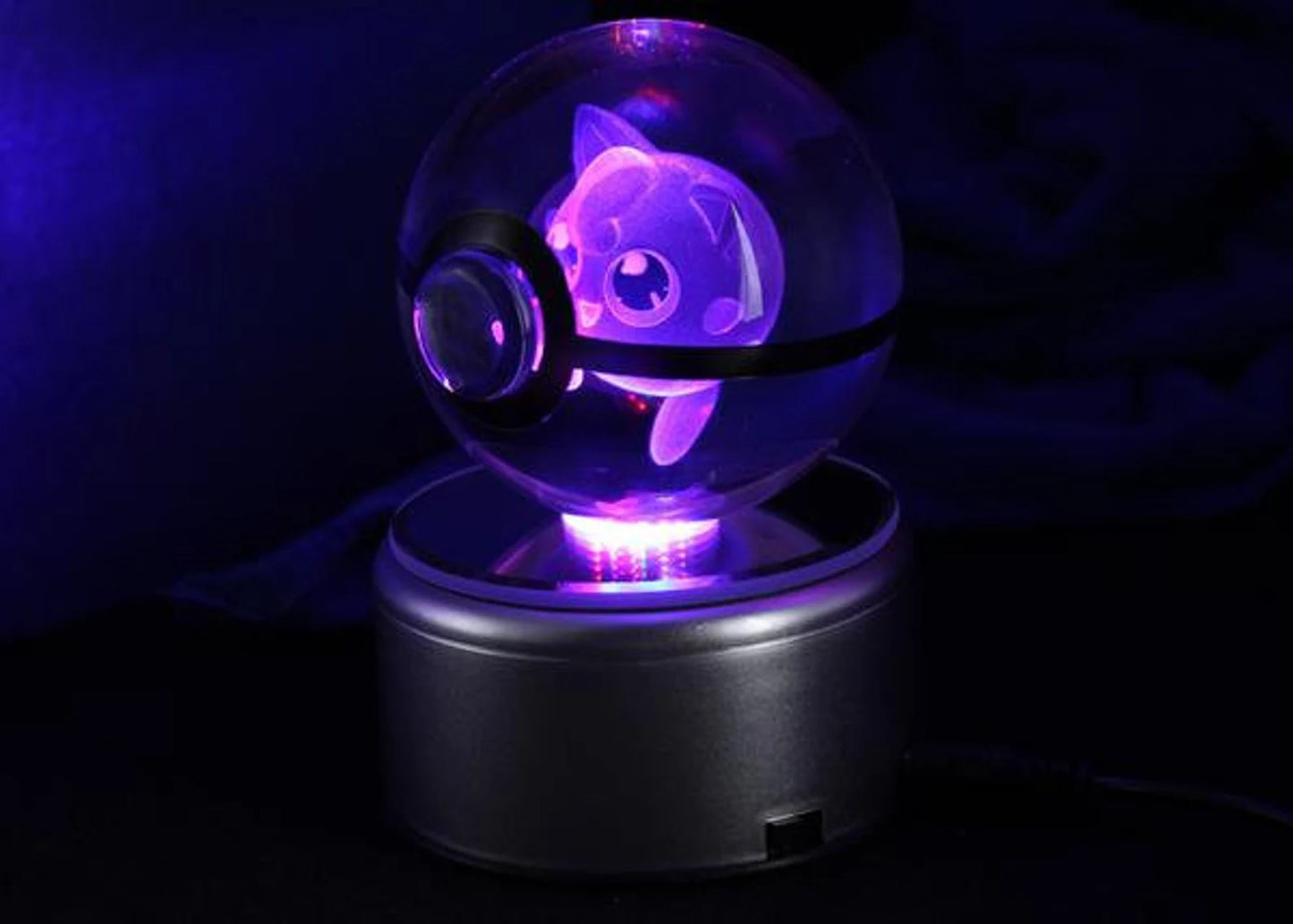 Jigglypuff Large Crystal Pokeball 3D Laser Engraving