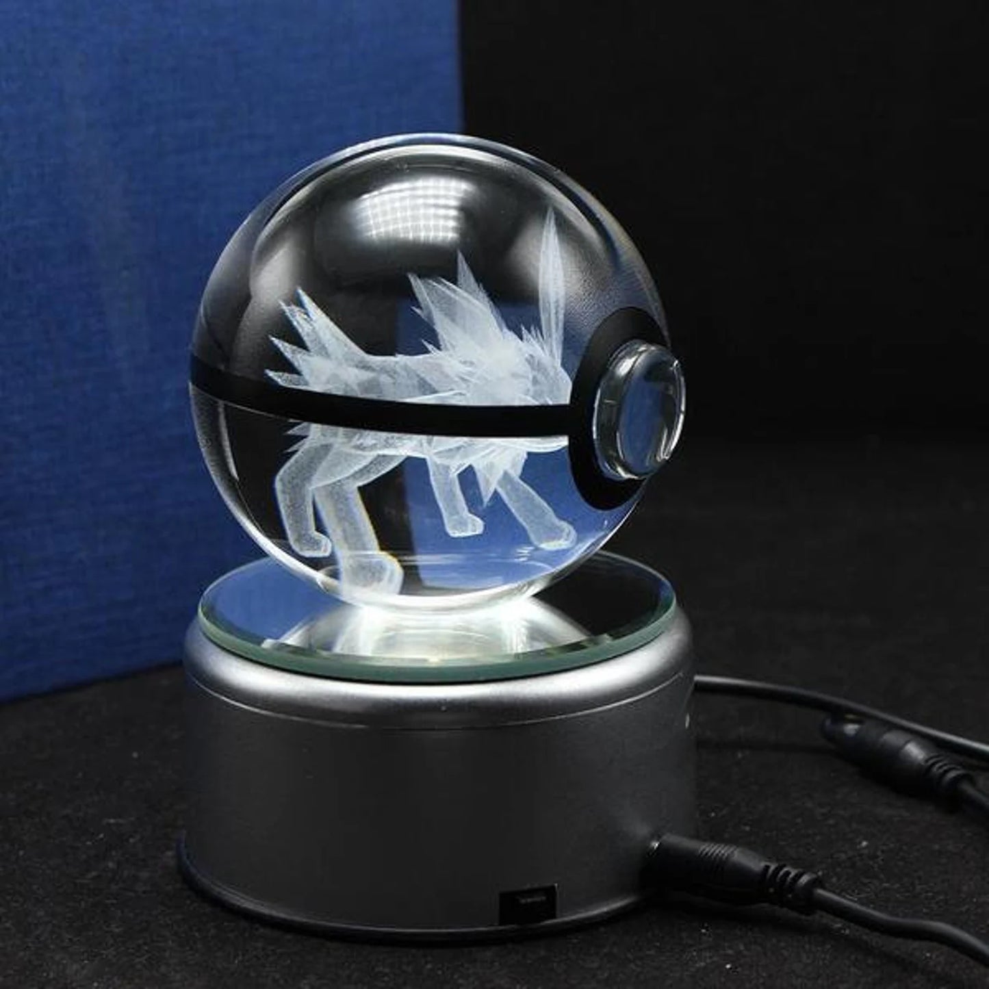 Jolteon Large Crystal Pokeball 3D Laser Engraving