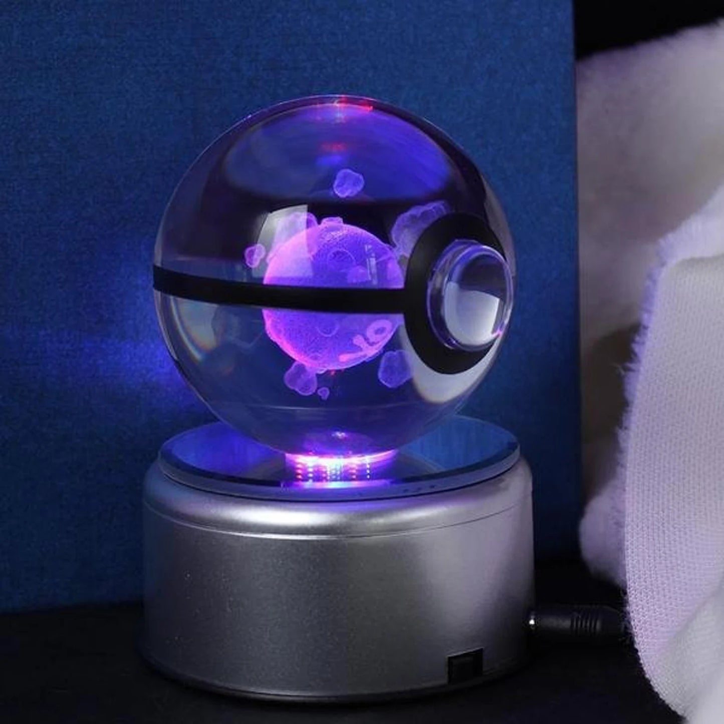 Koffing Large Crystal Pokeball 3D Laser Engraving