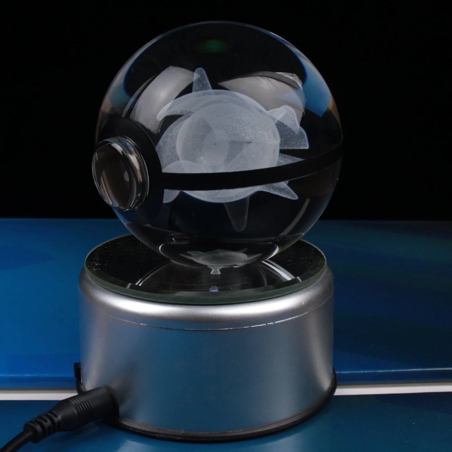 Shellder Large Crystal Pokeball 3D Laser Engraving