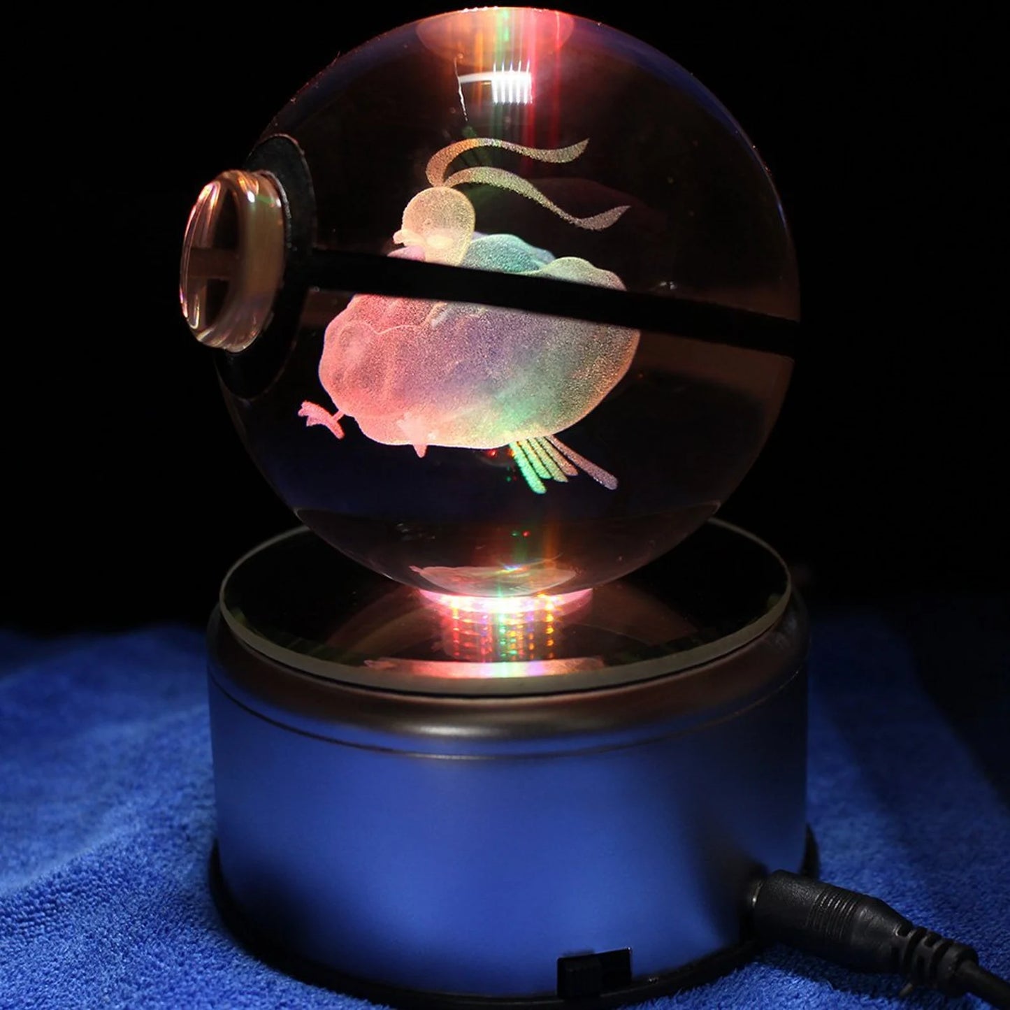Altaria Large Crystal Pokeball 3D Laser Engraving