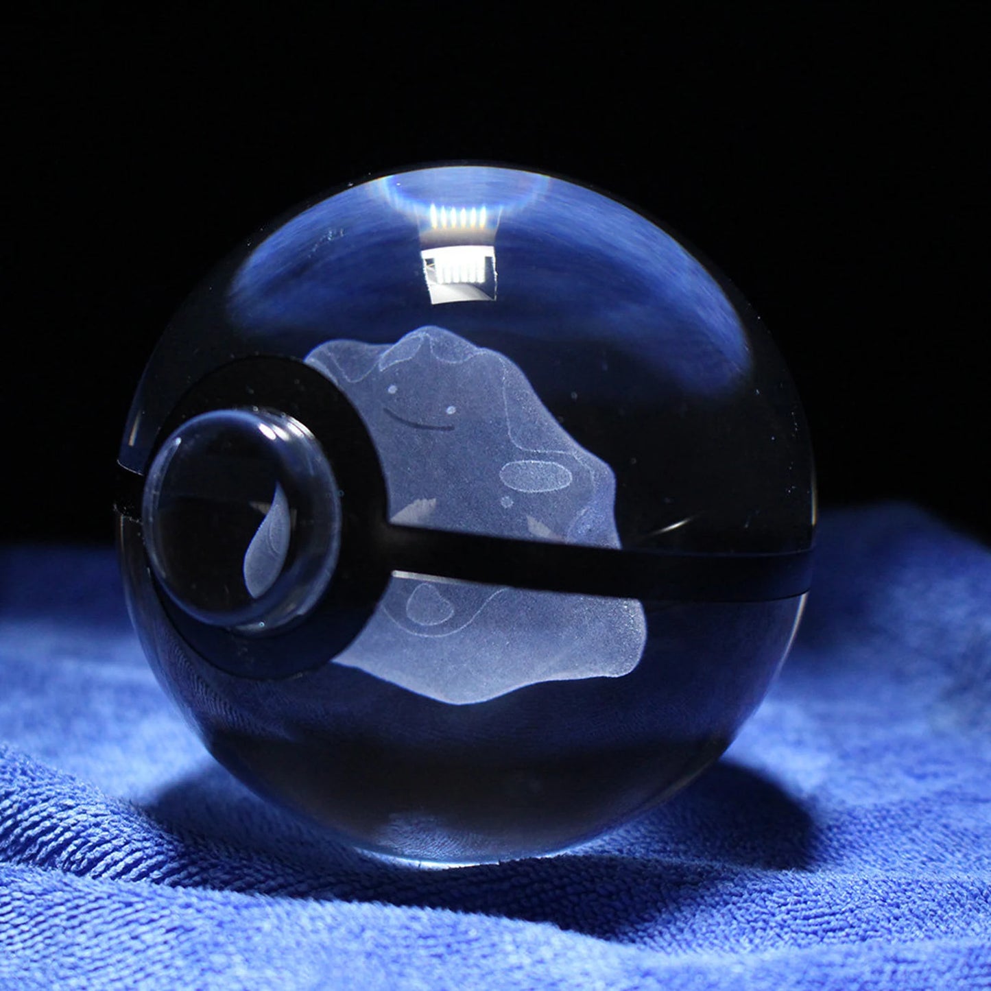 Ditto Large Crystal Pokeball 3D Laser Engraving