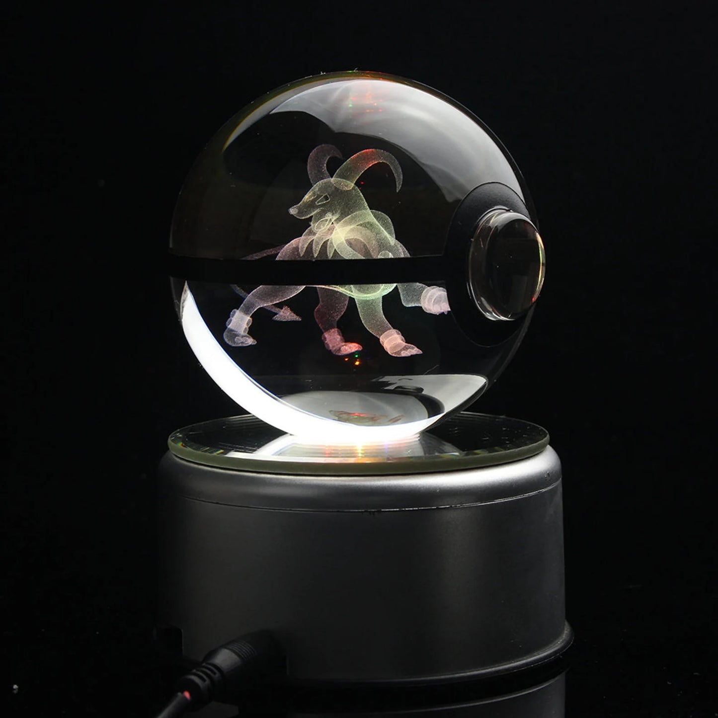 Houndoom Large Crystal Pokeball 3D Laser Engraving