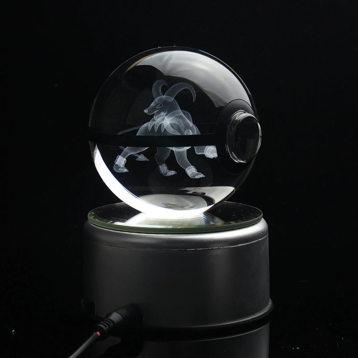 Houndoom Large Crystal Pokeball 3D Laser Engraving