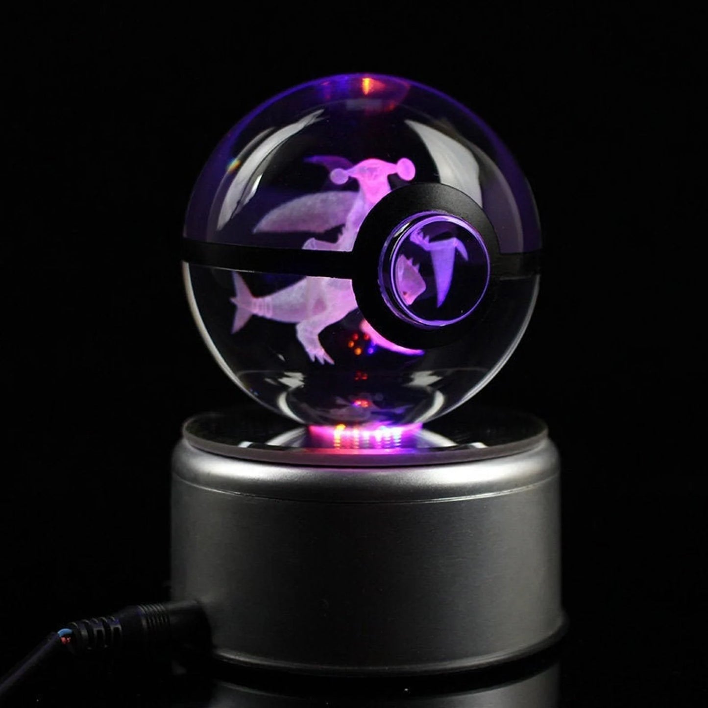 Garchomp Large Crystal Pokeball 3D Laser Engraving