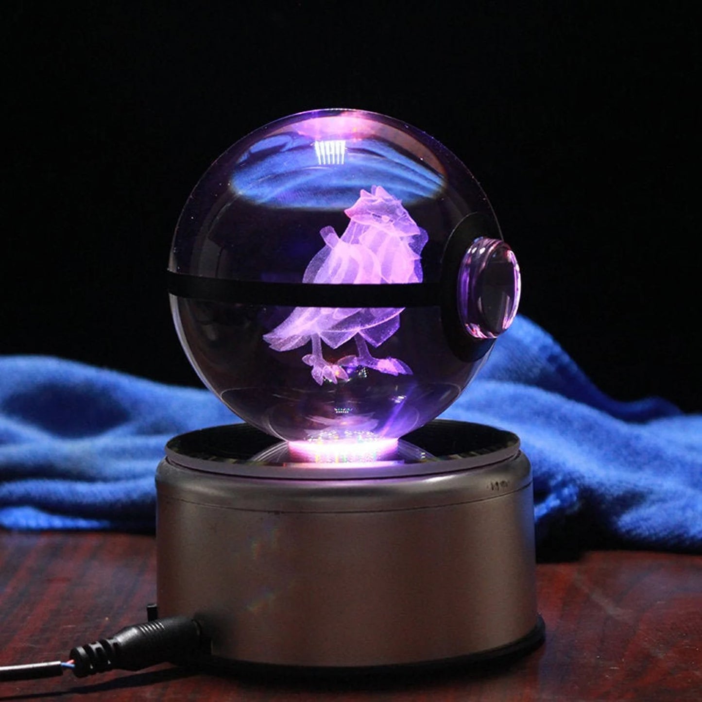 Corviknight Large Crystal Pokeball 3D Laser Engraving