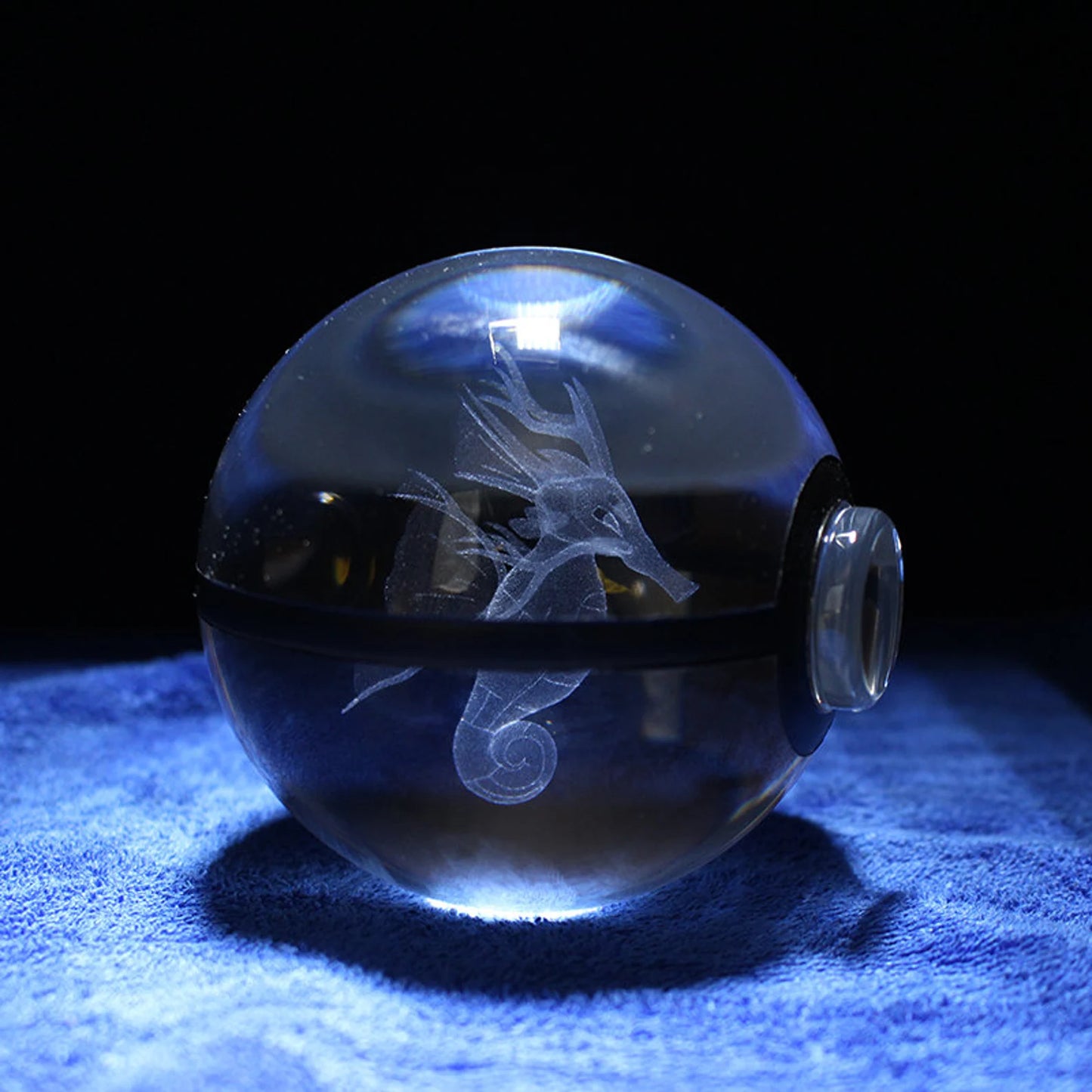 Kingdra Large Crystal Pokeball 3D Laser Engraving