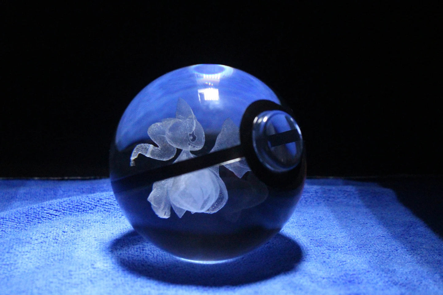 Banette Large Crystal Pokeball 3D Laser Engraving