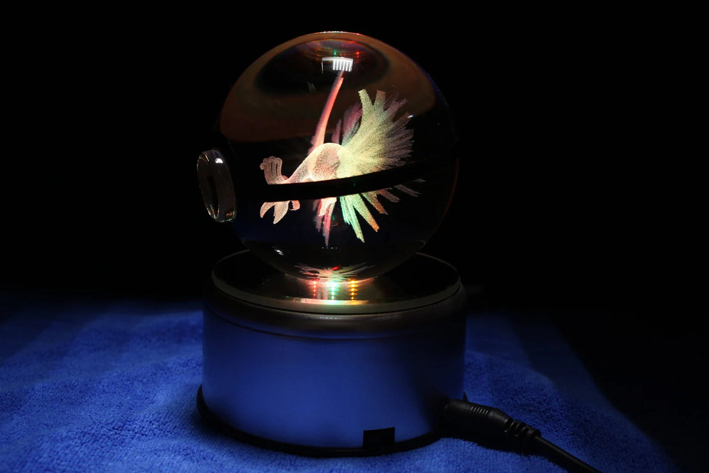 Ho-Oh Large Crystal Pokeball 3D Laser Engraving