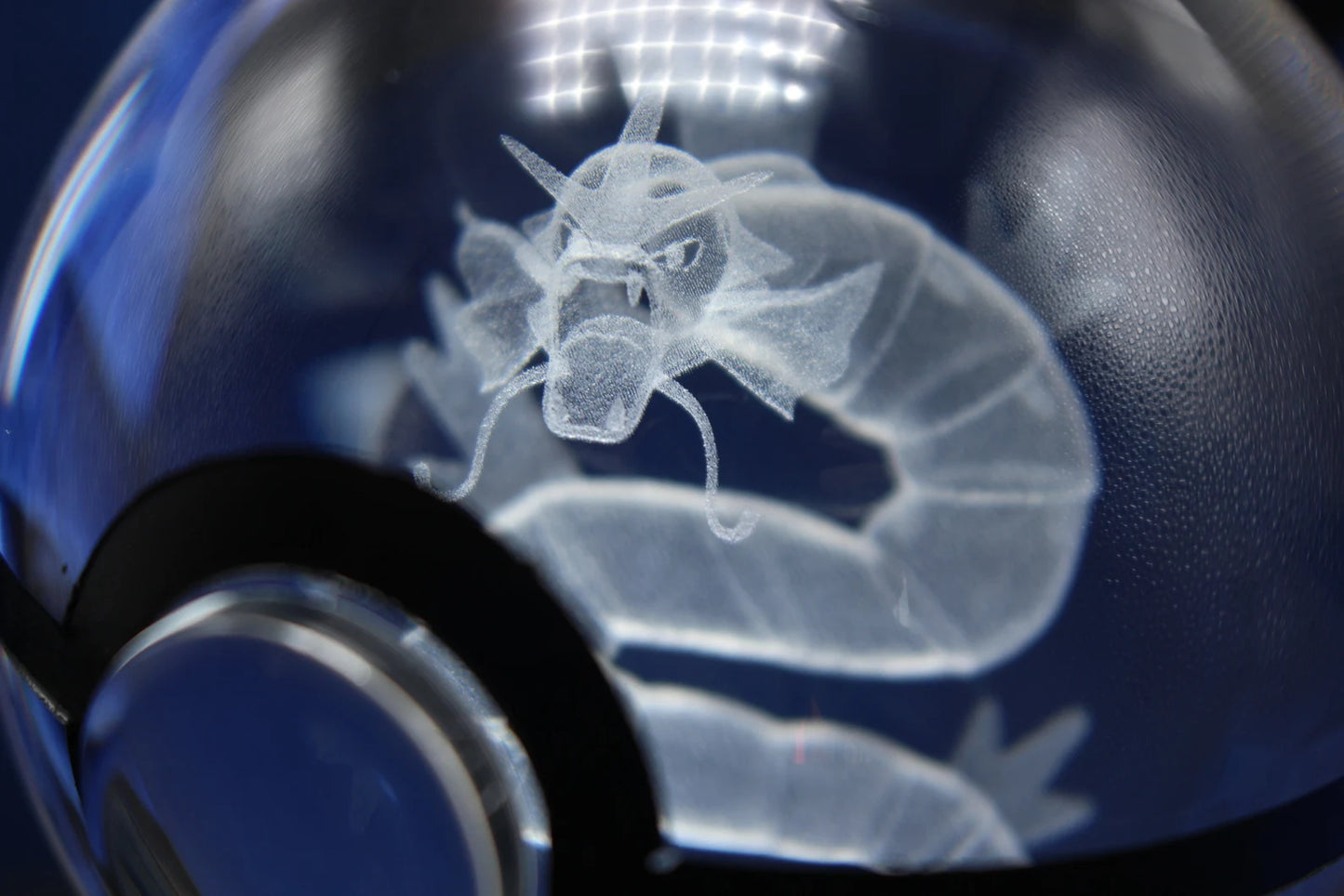 Gyarados Large Crystal Pokeball 3D Laser Engraving