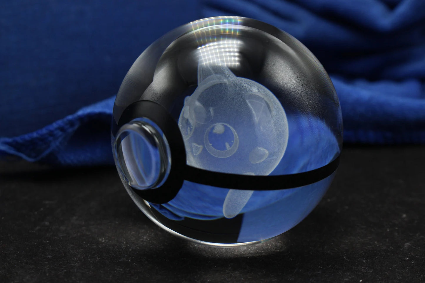 Jigglypuff Large Crystal Pokeball 3D Laser Engraving