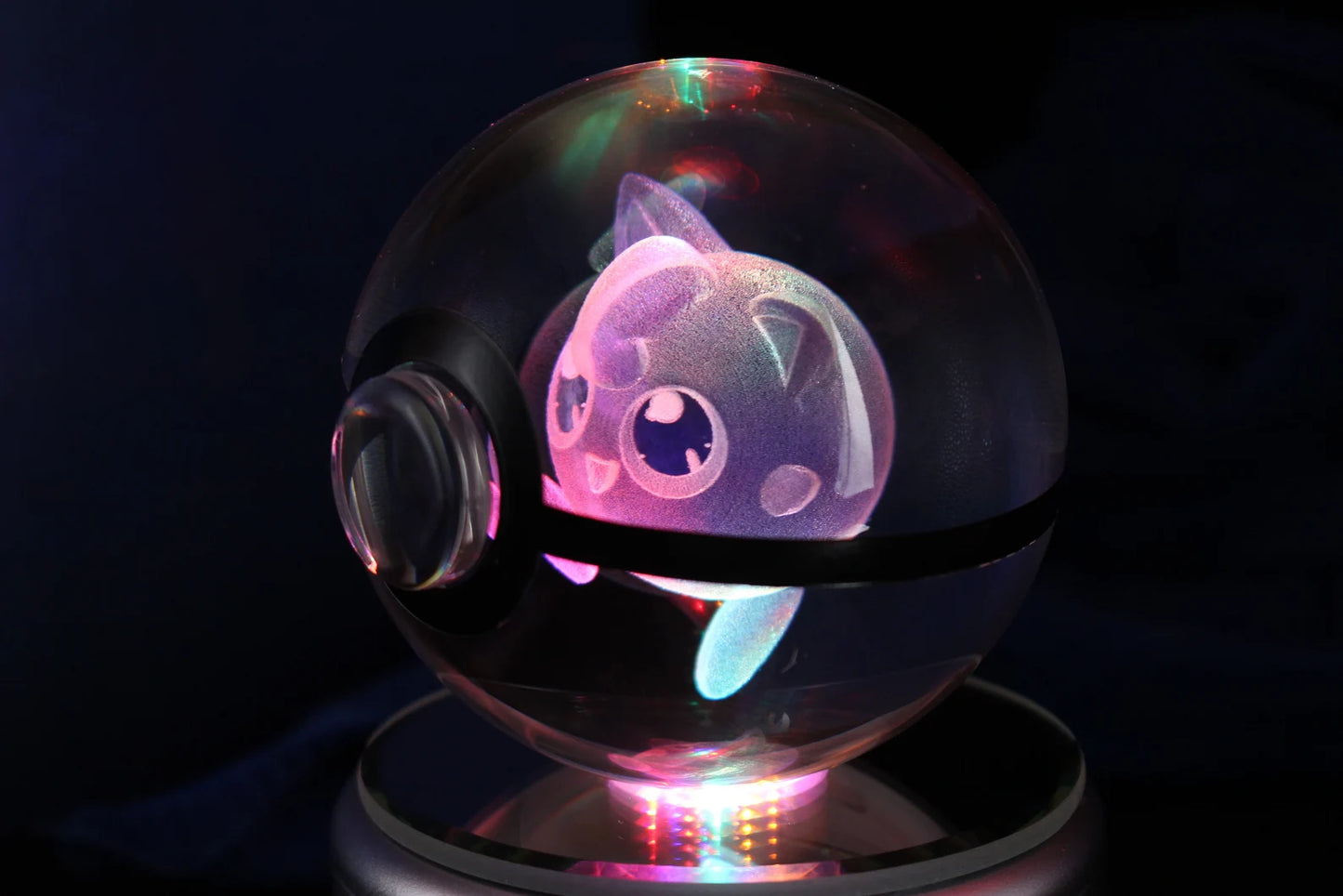 Jigglypuff Large Crystal Pokeball 3D Laser Engraving