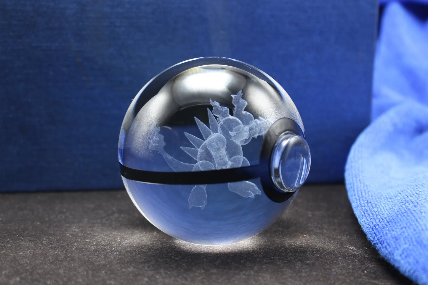 Magmar Large Crystal Pokeball 3D Laser Engraving