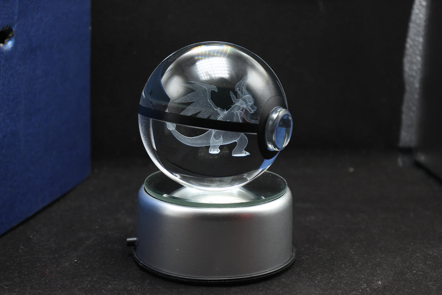 Mega Charizard X Large Crystal Pokeball 3D Laser Engraving