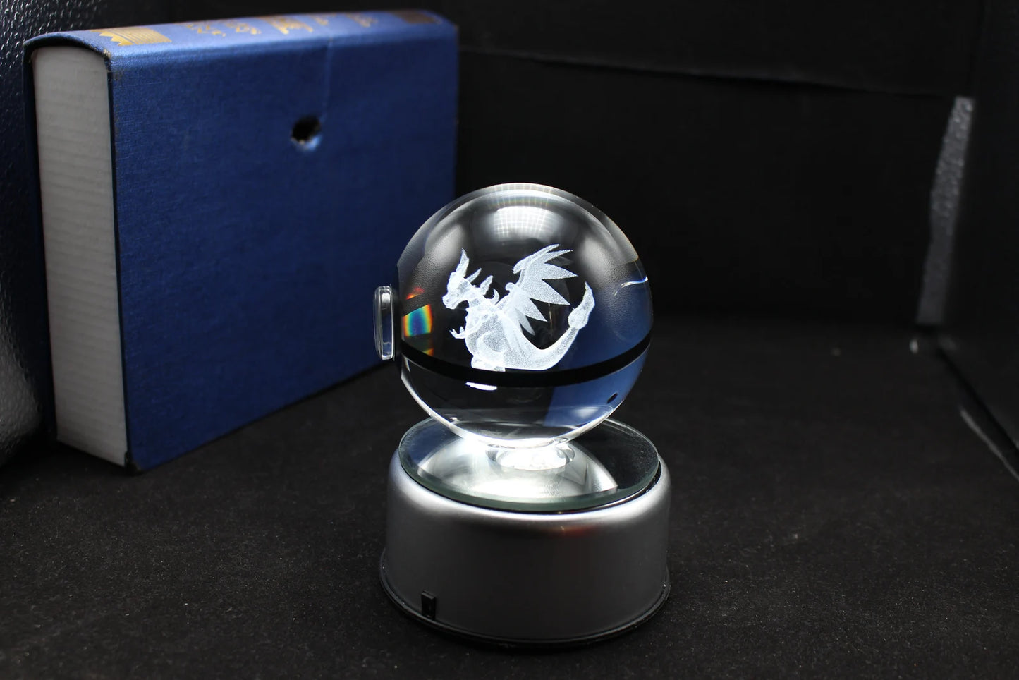 Mega Charizard X Large Crystal Pokeball 3D Laser Engraving