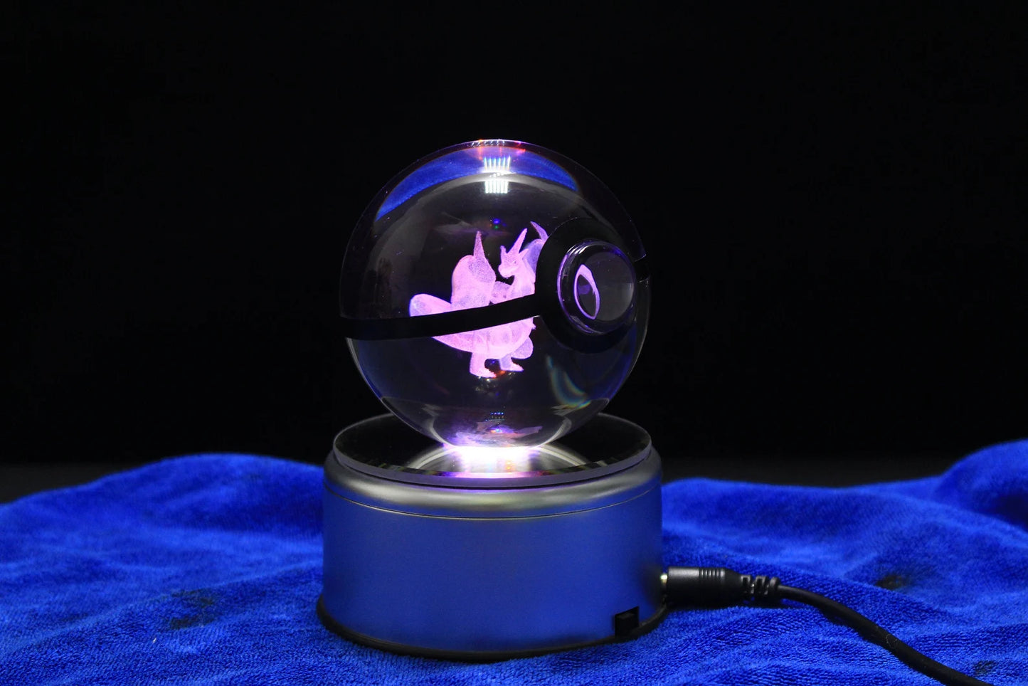 Mega Charizard Y Large Crystal Pokeball 3D Laser Engraving