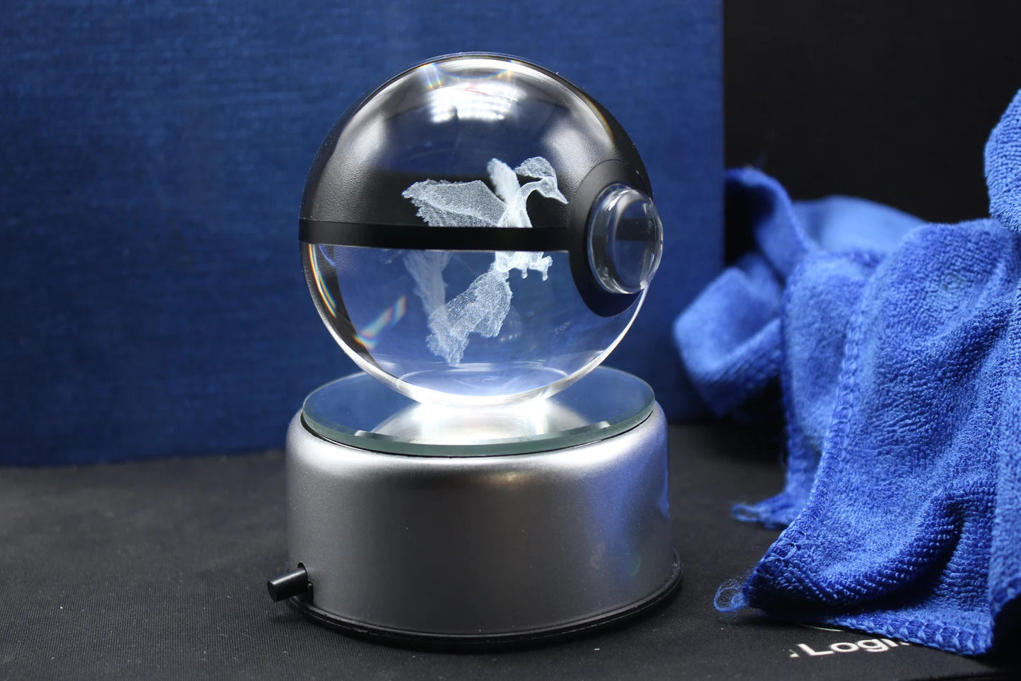 Moltres Large Crystal Pokeball 3D Laser Engraving
