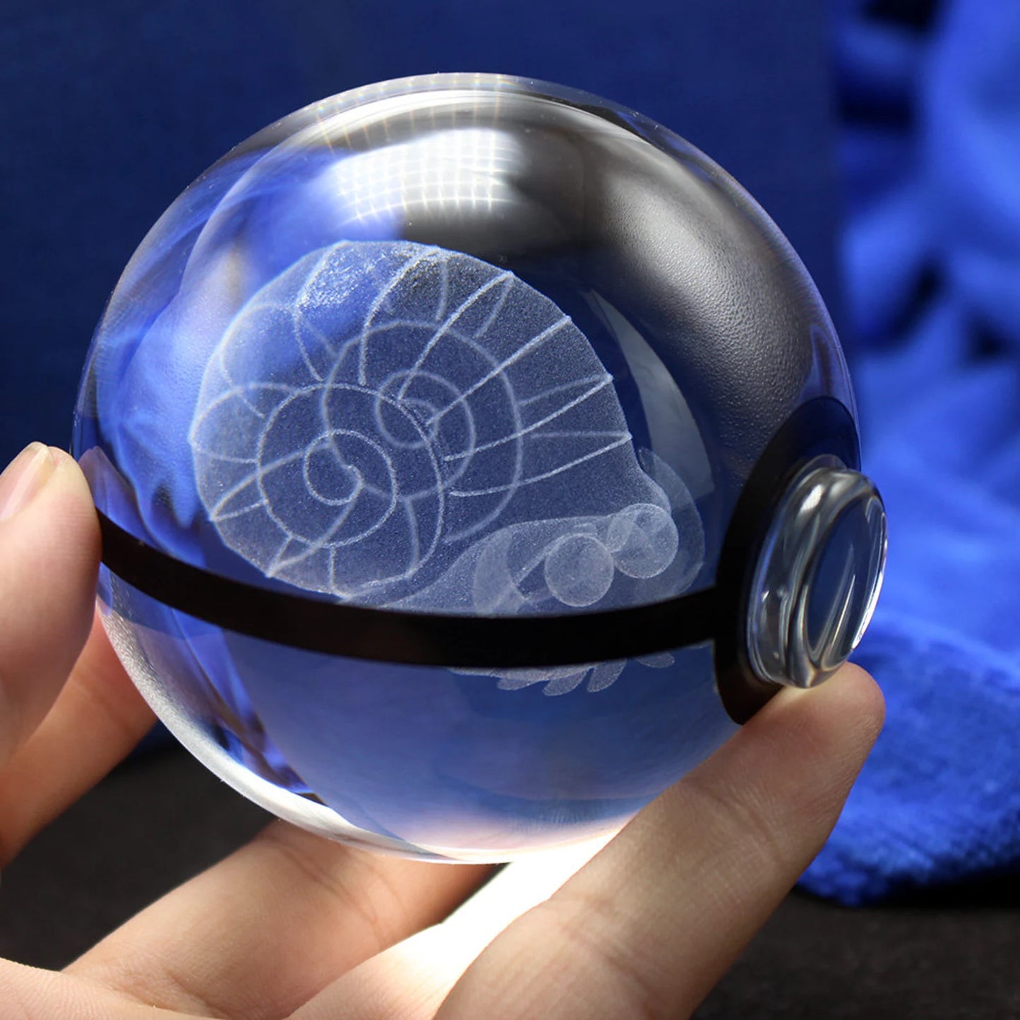 Omanyte Large Crystal Pokeball 3D Laser Engraving