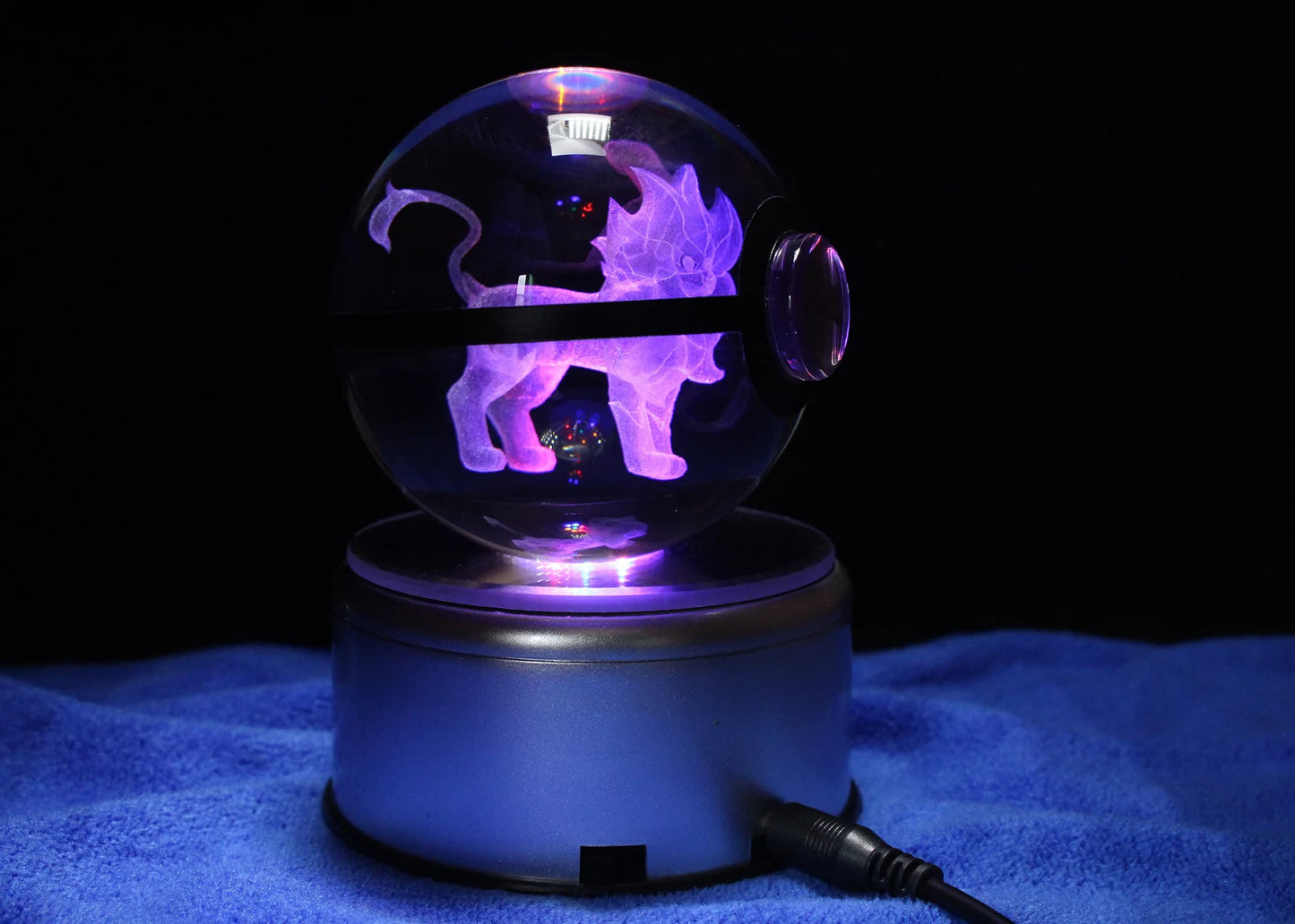 Pyroar Large Crystal Pokeball 3D Laser Engraving