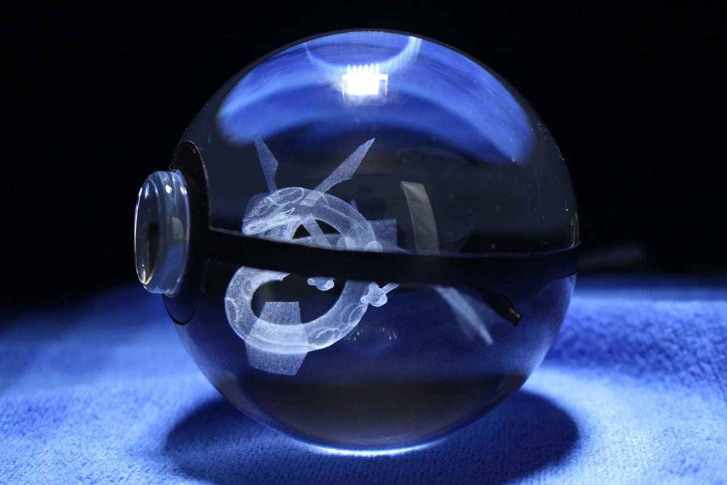 Rayquaza Large Crystal Pokeball 3D Laser Engraving