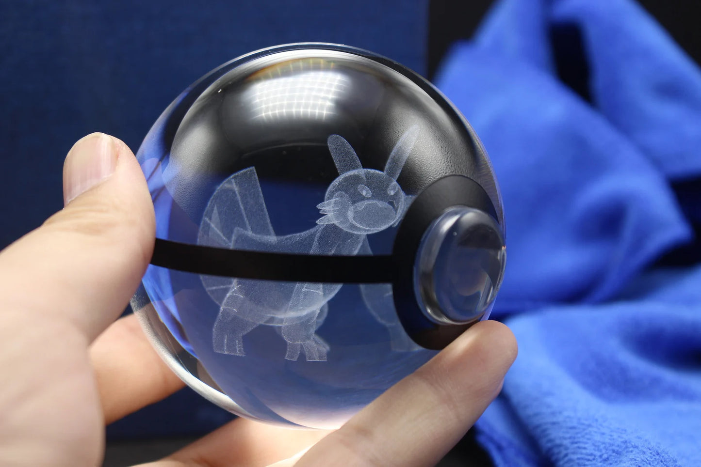 Swampert Large Crystal Pokeball 3D Laser Engraving